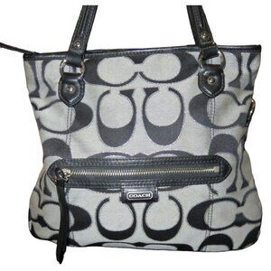 COACH 2013 Daisy Mia Signature C canvas & leather Black & Gray Metallic Satchel
